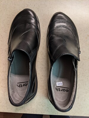 Earth Black Kara Faraday Shoes Leather Slip On Zip Loafers Size 6 1/2  NEW