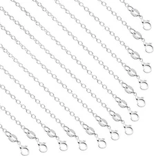 50 Pack Silver Plated Necklace Chains Bulk Cable Chain Pack for Jewelry