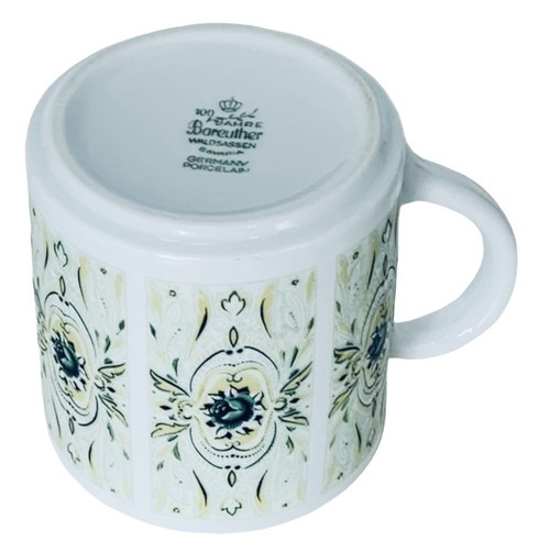 Bareuther Bavaria Germany Jahre 100 Yellow Green Floral Porcelain Coffee Mug - Bild 5 von 7