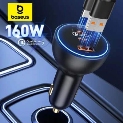 Baseus 160W Car Charger QC 5.0 Fast Quick Charging PPS PD3.0 USB Type C Car