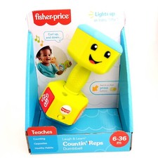 Fisher Price Counting Rep Dumbbell Musical Sounds Learning Toy USA Seller