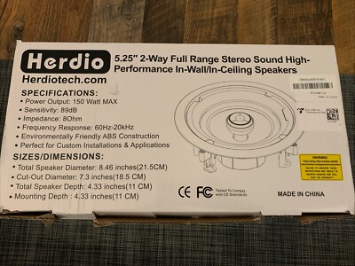 Herdio Set of 5.25'' Bluetooth Ceiling Speakers Flush Mount Stereo