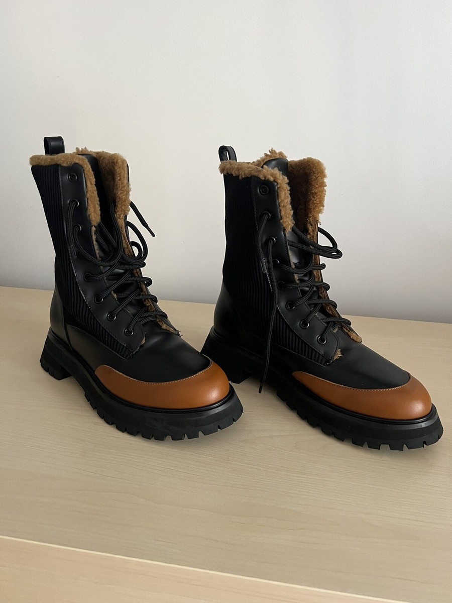 LAFAYETTE 148 Womens Black/cognac Clarence Toe Block Heel Leather