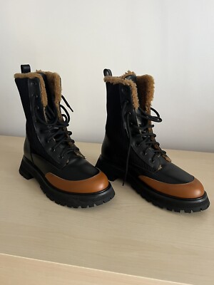 LAFAYETTE 148 Womens Black/cognac Clarence Toe Block Heel