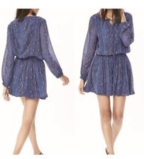 Banana Republic Dress Snake Print Women’s Long Sleeve Blouson Mini Blue Sz: S