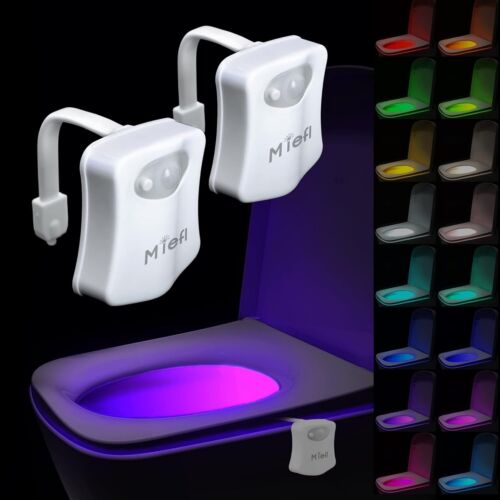 Toilet Light Motion Sensor 16 Colors Changing 2 Pack,LED Glow Bowl Inside Toilet