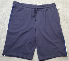 AriZona Jean Co Swim Trunks Man's XL Navy Solid Cotton Elastic Waist Drawstring