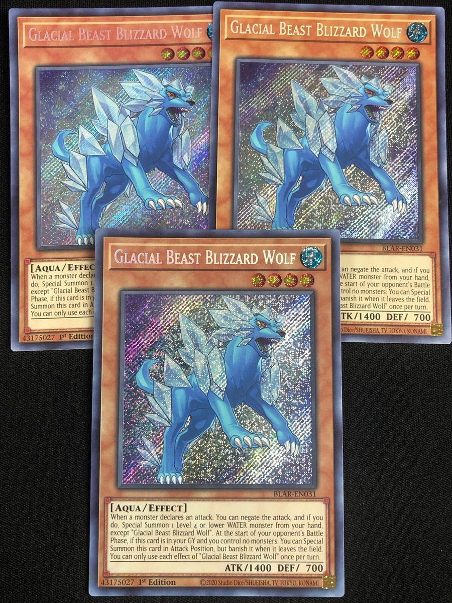 YUGIOH GLACIAL BEAST BLIZZARD WOLF BLAR-EN031 1ST SECRET X3 NM | eBay YUGIOH GLACIAL BEAST BLIZZARD WOLF BLAR-EN031 1ST SECRET X3 NM | eBay