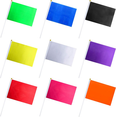 45 Pack Solid Color Flag Small Mini Plain Black White Red Yellow Green Blue Purp