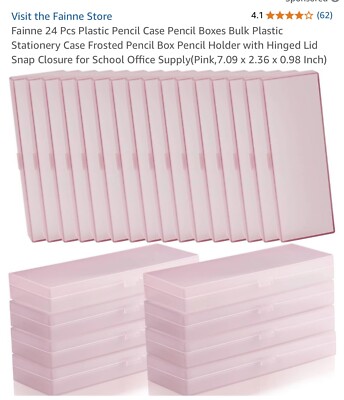 24 Pcs Plastic Pencil Case Pencil Boxes (Pink,7.09 x 2.36 x 0.98 Inch)