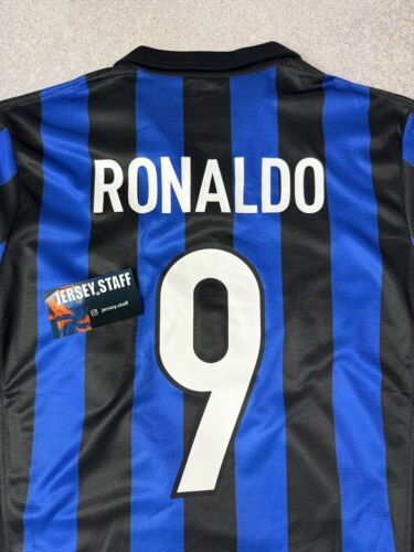 Ronaldo 9 Inter Milan 1998-1999 all Siz Home Jersey Football Vintage Shirt Retro - Picture 2 of 7