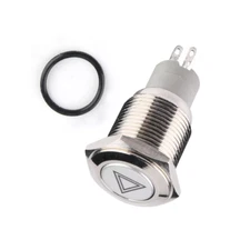 16mm Red LED Car Emergency Hazard Warning Light Push Button On/Off Switch