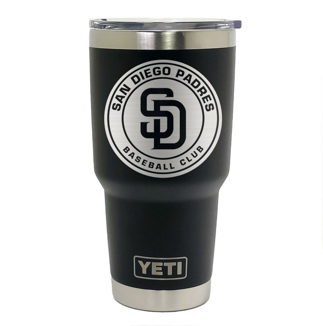 SAN DIEGO PADRES YETI Laser Engraved 20 or 30 oz. Black Stainless Steel