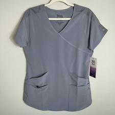 Barco One Women's Short Sleeve Scrub Top-Light Gray-Size Small-NWT