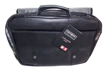 NEW W/TAG SAMSONITE BLACK LEATHER FLAPOVER MESSENGER BRIEFCASE FITS 15.6" Laptop