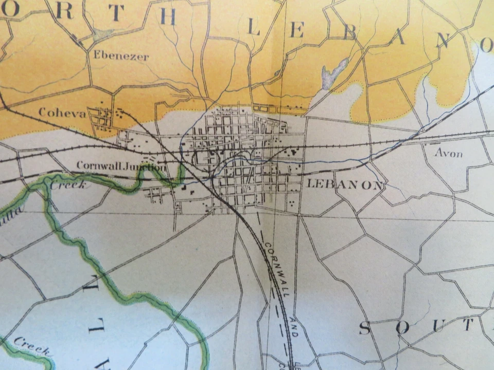 1901 Antique Map Pennsylvania Harrisburg Lebanon Middletown E'town 45X32 #4690 - Image 4 of 4