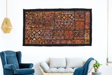 Vintage Embroidered Ethnic Wall Décor Tapestry Fine Zari Hand work Wall Hanging
