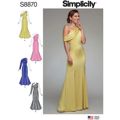 SIMPLICITY 8870 MISSES SCHULTERFREIES KLEID Schnittmuster Größen 4-12 12-20