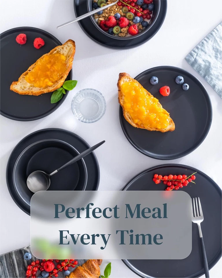 Juego de vajilla de cerámica - Resistente a arañazos Lavavajillas y microondas Apto para microondas Stonew... Foto 4 de 4