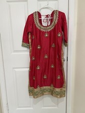 red Silk Suit Party Wear Women