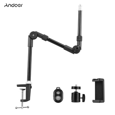 Andoer Flexible Desk Arm Mount Stand Ballhead Phone Holder Remote Shutter Y1K3