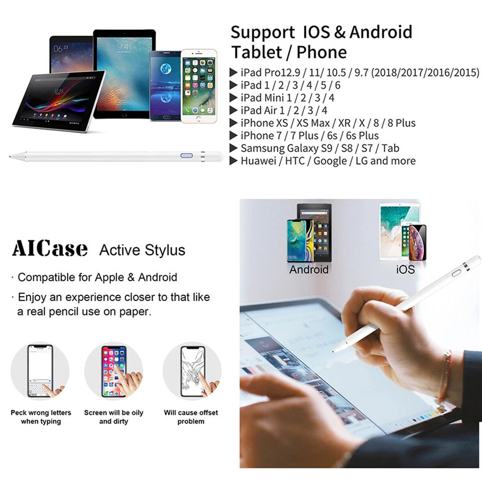 Rechargeable Touch Screen Pencil Pen Stylus for iPad 9 8 7 6 mini 4 5 6 Pro Air - Image 2 of 4