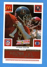 1986 McDonald's All-Stars Orange Tab #75 Rulon Jones Denver Broncos