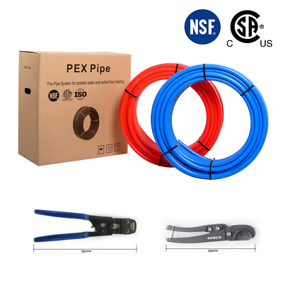 EFIELD 2 rolls 3/4'' x 100f (200ft) Blue Red PEX  Pipe Cinch Clamp Crimper Cutter