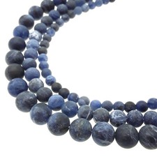 Natural Sodalite Matte Round Beads 6mm 8mm 10mm 15.5" Strand