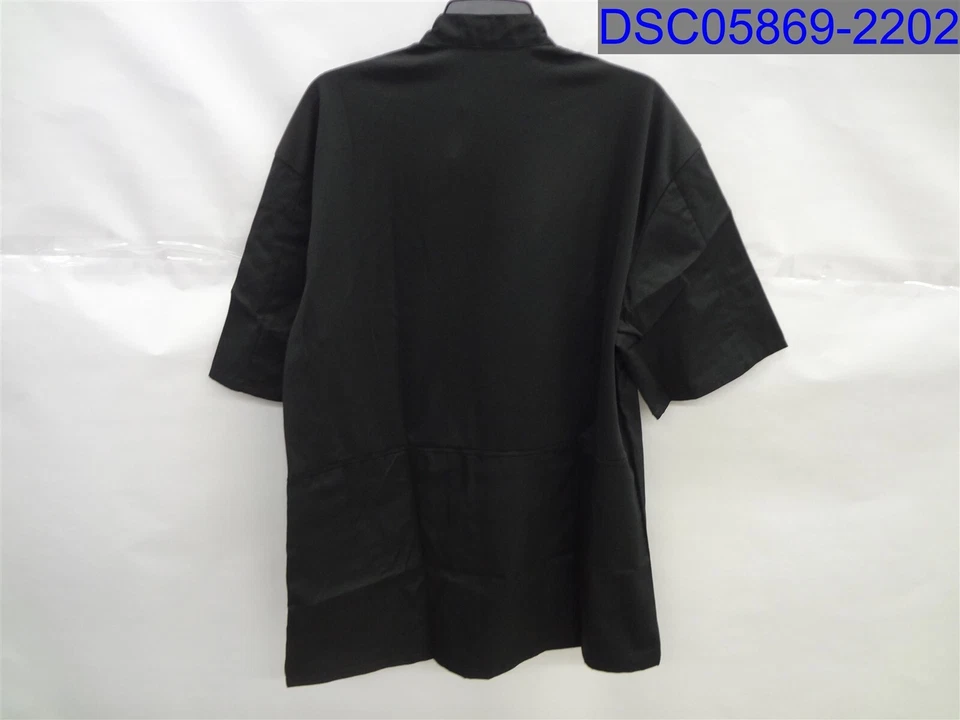 Uncommon Threads Adult Medium Black Lightweight Short Sleeve Chef Coat Mesh Back - Image 2 of 4