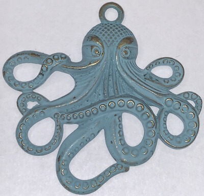 VTG Blue Bronze Lg 2.5  Steampunk Sea Life Cthulhu 3D Octopus Tentacles Pendant