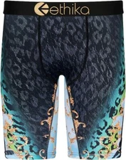 Ethika the Staple KING WEST Gold Baroque Scroll Leopard Long Boxers Men's NWT