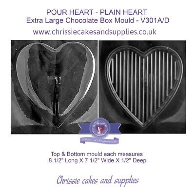 Extra LARGE 3D PLAIN LID CHOCOLATE HEART BOX MOULD TOP/BOTTOM
