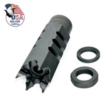 .223 5.56 Shark Muzzle Brake 1/2X28 TPI With Crush Washer and Jam nut