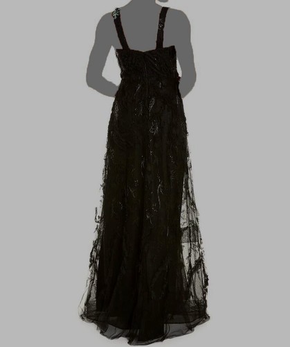 $996 Rickie Freeman by Teri Jon Women's Black Squared Neck A-Line Dress Size 10 - Picture 2 of 4