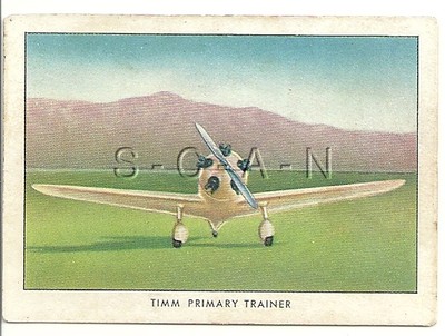 WWII 1940s- Original Cigarette Card- Airplane- Navy Trainer- Tiny TIMM-  N2T-1