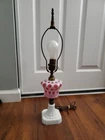 VINTAGE LEVITON GLASS CRANBERRY COIN DOT LAMP MILK COLORED BOTTOM