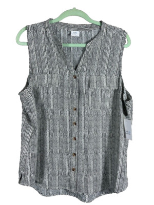 Women's Croft & Barrow NWT Sleeveless Blouse Size XXL V-Neck Button Front