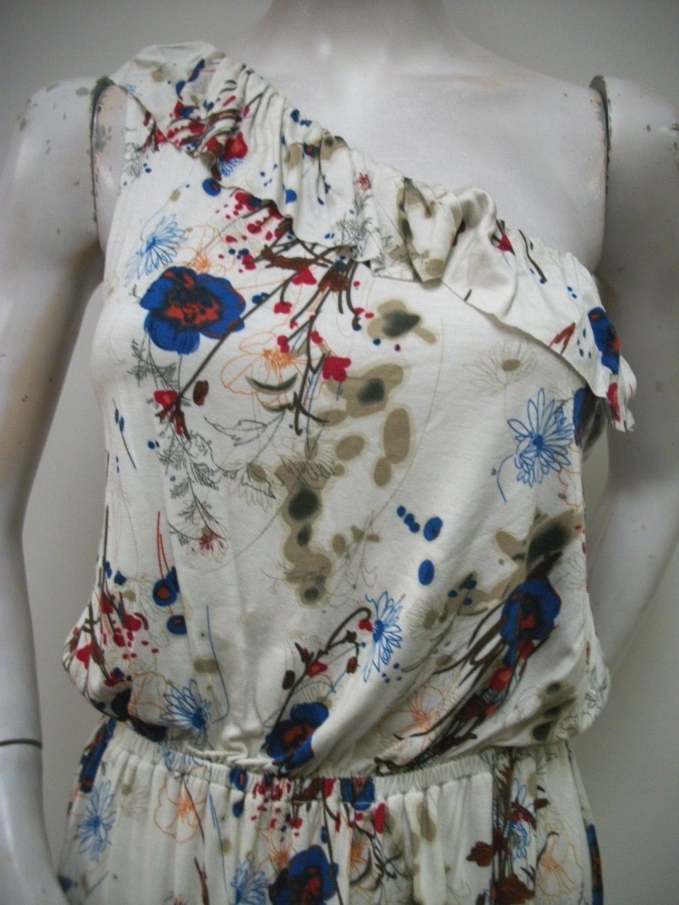 Kensie Pieces One Shoulder Drop Waist Dress Size L FMUP9063 Floral Print Jersey eBay