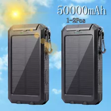 2Pcs Portable Solar Power Bank LCD LED 2 USB Battery Charger For Cell Phone