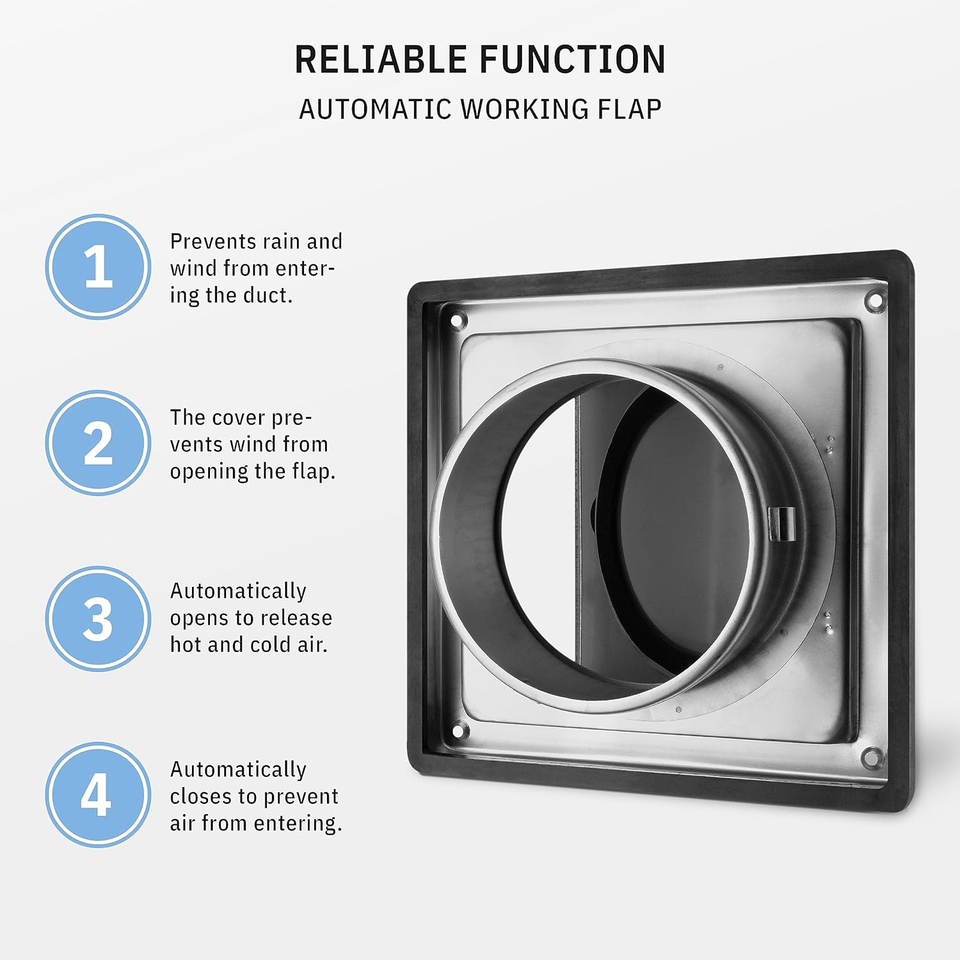 Calimaero® HWG 6" Dryer Vent Cover Outdoor Walls Cowled External