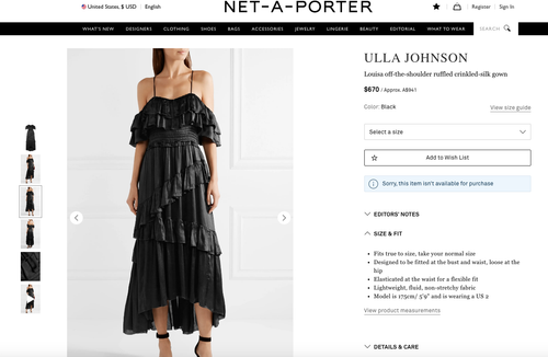 RRP $1000+ NWT ULLA JOHNSON Louisa Off The Shoulder Silk Gown Black Dress XS S - Picture 3 of 12