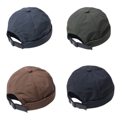 Men Quick Dry Docker Cap Breathable Brimless Cap Rolled Cuff Retro Sailor Hat
