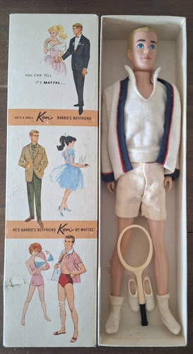Vintage Mattel 1960 Blonde Ken Doll Time For Tennis In Original Box Racket Shoes