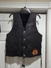 Vintage Hudson Leather Vest Large Harley Davidson Buffalo Buttons Clean...