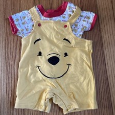 Disney Winnie the Pooh Baby Romper and T-Shirt Set Yellow Red 3-6 Mths Vintage