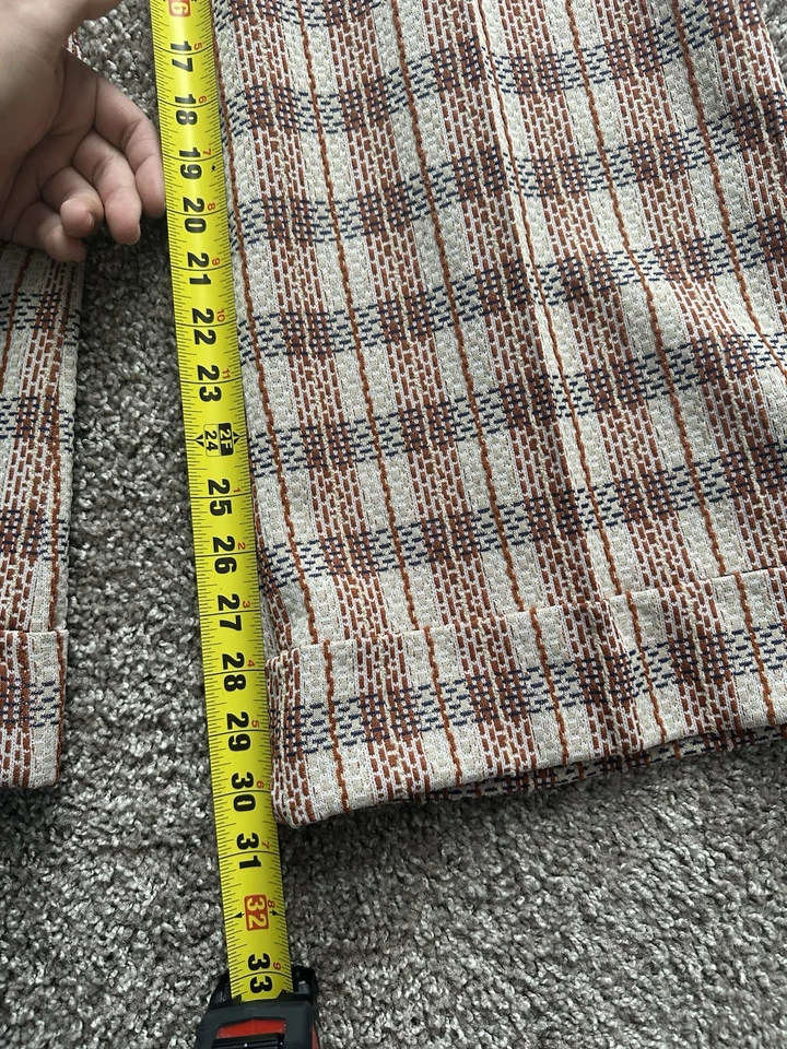 Винтажные брюки Sears из полиэстера с принтом диско 70-е расклешенные MCM клетчатые размер 16 - Изображение 2 из 4