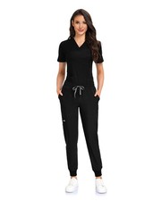 Scrubs for Women Set, V-Neck Scrub Top Jogger Scrub Pants for Women with 11 ...