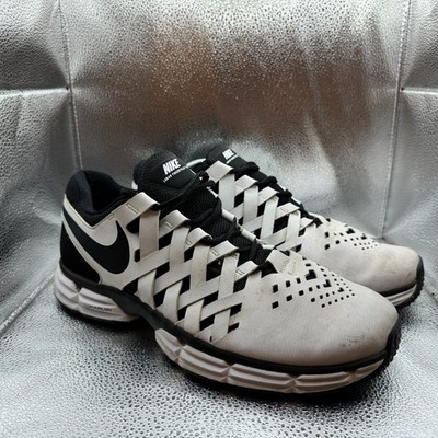 Size 11W Nike Lunar Fingertrap TR 4E Wide Mens White Black Sneakers 898065-100