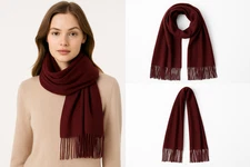 Maroon Pashmina Winter Scarf 6 Ft Long